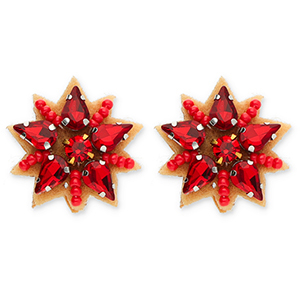 Pendientes Trendy estrella Rojo-plateado-marr&oacute;n