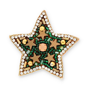 Broches estrella Verde-cristal-marr&oacute;n