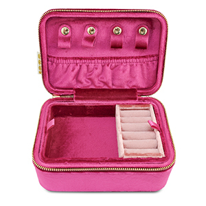 BY31&reg; Caja de joyer&iacute;a terciopelo Fucsia-rosa vintage