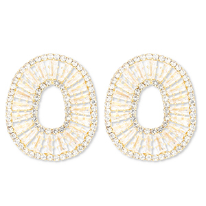 Pendiente de lat&oacute;n Eco-brass&reg; con zirc&oacute;n &oacute;valo Dorado-cristal