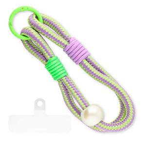 Cord&oacute;n para m&oacute;vil trendy incl. parche de sujeci&oacute;n P&uacute;rpura-verde-verde ne&oacute;n-blanco marfil