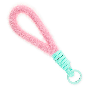 Cord&oacute;n para m&oacute;vil trendy peluche Rosa pastel-turqueza