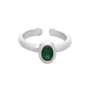 Anillos Acero Inox Plateado-verde