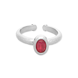 Anillos Acero Inox Plateado-rojo