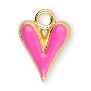 Colgantes Acero Inox coraz&oacute;n Dorado-rosa