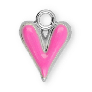 Colgantes Acero Inox coraz&oacute;n Plateado-rosa