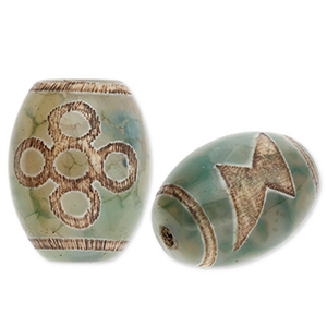 Piedras naturales abalorios Calcedonia grano de arroz Verde-beige-marr&oacute;n