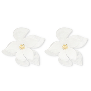 Pendientes resina trendy flor Blanco-dorado