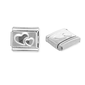Acero Inox link-eslab&oacute;n para pulsera italiana con dijes Acero Inox corazones Plateado