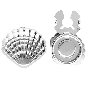 Cubrebotones Acero Inox concha Plateado