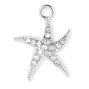 Colgantes met&aacute;licos estrella de mar con strass Plateado-transparente