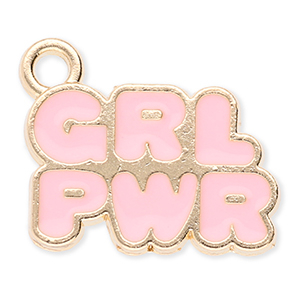 Colgantes met&aacute;licos "Grl pwr" Dorado-rosa claro