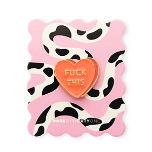 BY31&reg; Pin "Fuck this" en una tarjeta Rosa claro-nero-blanco-coral-dorado