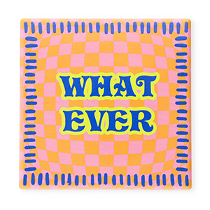 BY31&reg; Azulejo decorativo con frase "What ever" Naranja-rosa-azul-amarillo n&eacute;on