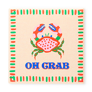 BY31&reg; Azulejo decorativo con frase "Oh crab" Melocot&oacute;n claro-rojo-verde-azul