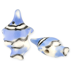 Abalorios de cer&aacute;mica pez payaso Azul-blancuzco-negro