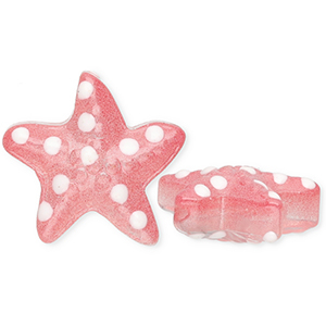 Abalorios de vidrio a mano estrella de mar Rosa coral transparente-blanco
