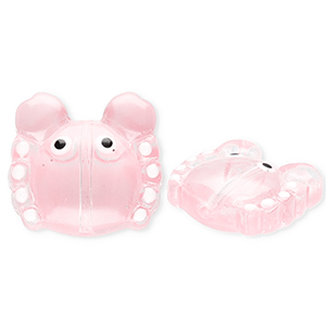 Abalorios de vidrio a mano cangrejo Rosa claro transparente-blanco-negro