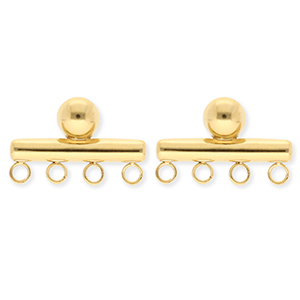 BY31&reg; Fornituras Acero Inox pendientes barra con 4 anillas Dorado