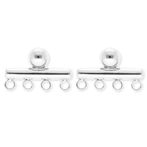BY31&reg; Fornituras Acero Inox pendientes barra con 4 anillas Plateado