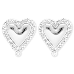 BY31&reg; Fornituras Acero Inox pendientes coraz&oacute;n con anilla Plateado