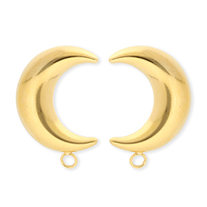 BY31&reg; Fornituras Acero Inox pendientes luna con anilla Dorado