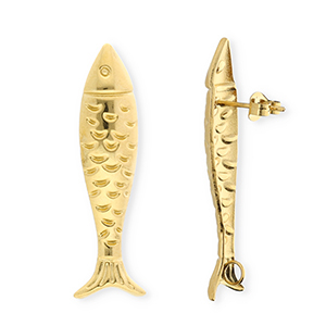 BY31&reg; Fornituras Acero Inox pendientes pez con anilla Dorado