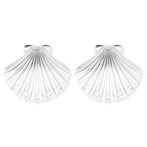BY31&reg; Fornituras Acero Inox pendientes concha con 5 anillas Plateado