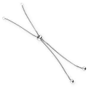 Fornituras acero inox semi pulsera con abalorio de cierre deslizante Plateado