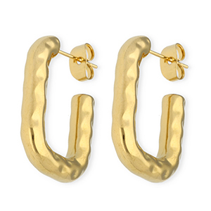 Pendientes Acero Inox rect&aacute;ngulo Dorado