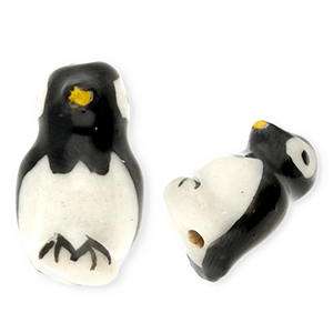 Abalorios de cer&aacute;mica ping&uuml;ino Blanco-negro
