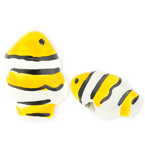 Abalorios de cer&aacute;mica pez payaso Amarillo-blanco-negro