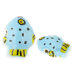 Abalorios de cer&aacute;mica pez Azul-amarillo-negro