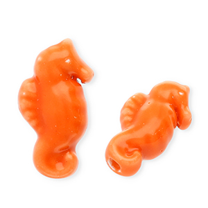 Abalorios de cer&aacute;mica caballito de mar Naranja oscuro