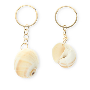 Llavero conchas Beige crema-dorado