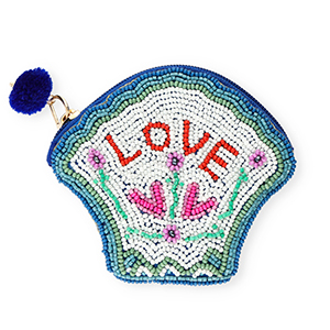 Monedero peque&ntilde;os conchas "LOVE" Azul-verde-blanco-rojo