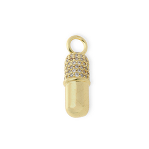 Metal TQ lat&oacute;n colgante c&aacute;psula con strass Dorado-transparente