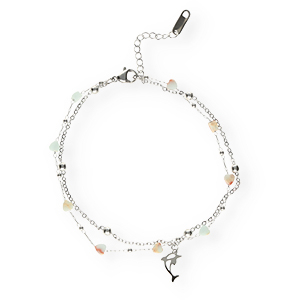 Pulseras tobillera Acero Inox coraz&oacute;n de piedra Plateado-azul