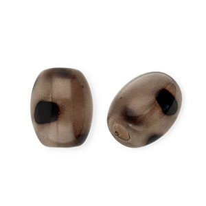 Abalorios acr&iacute;lico &oacute;valo con estampado leopardo Marr&oacute;n beige-marr&oacute;n oscuro
