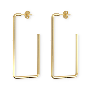 Pendientes Acero Inox rect&aacute;ngulo Dorado