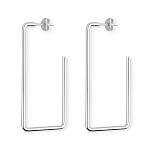 Pendientes Acero Inox rect&aacute;ngulo Plateado
