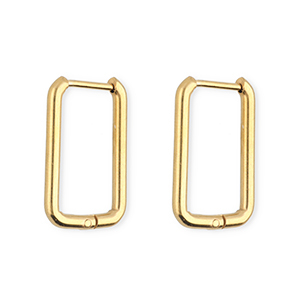 Pendientes Acero Inox criollas rect&aacute;ngulo Dorado
