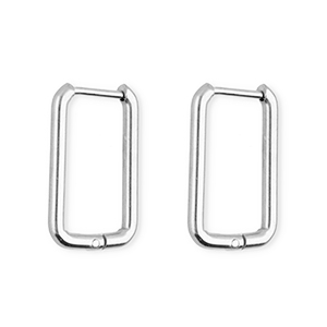 Pendientes Acero Inox criollas rect&aacute;ngulo Plateado