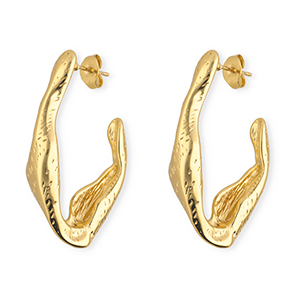 Pendientes Acero Inox &oacute;valo Dorado