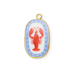 Colgantes de cer&aacute;mica &oacute;valo con c&aacute;ncer Dorado-blanco-azul-rojo
