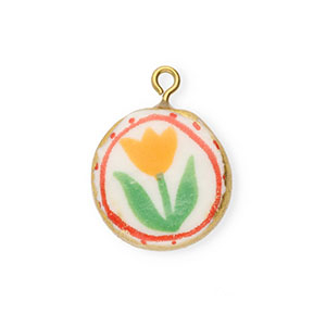 Colgantes de cer&aacute;mica redondos con flor Dorado-blanco-rojo-verde-naranja
