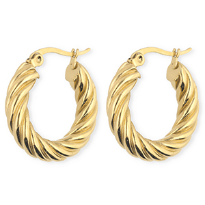 BY31&reg; Pendientes Acero Inox criollas espiral Dorado