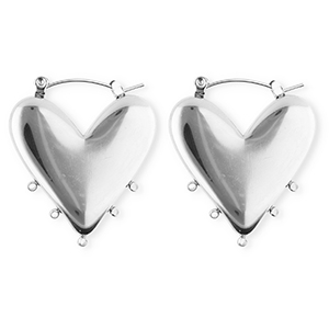 BY31&reg; Fornituras Acero Inox pendientes coraz&oacute;n con 5 anillas Plateado