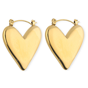 BY31&reg; Pendientes Acero Inox criollas coraz&oacute;n Dorado