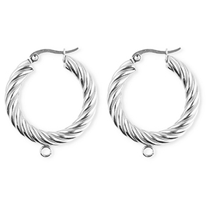 BY31&reg; Fornituras Acero Inox pendientes espiral&nbsp;con anilla Plateado